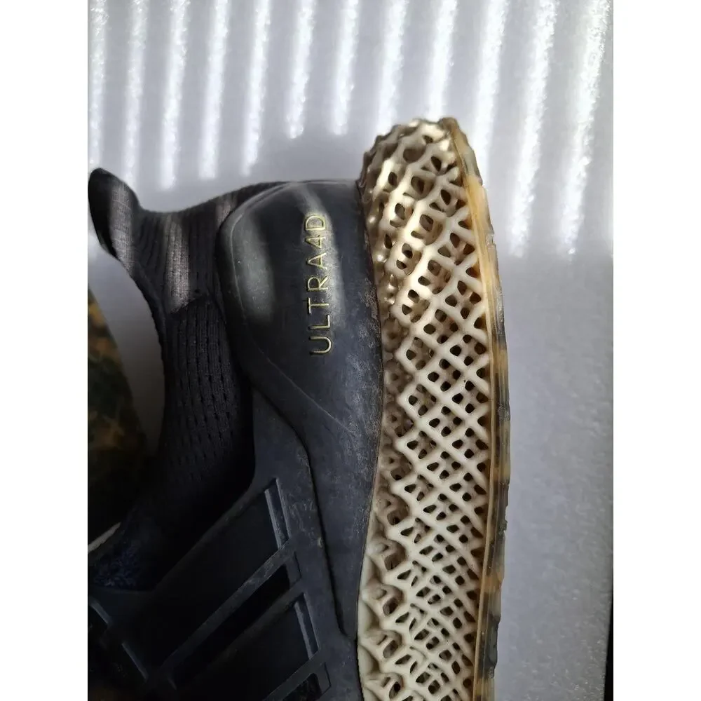 Adidas Ultra 4D Shoes Mens Size 12 Black Gold Running Athletic Sneakers